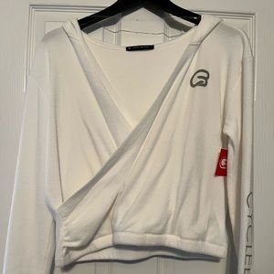 Cyclebar crop wrap hoodie